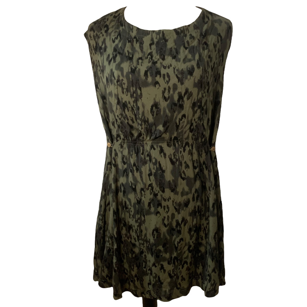NWT Free People Camo Print Key Hole Drop Back Dress